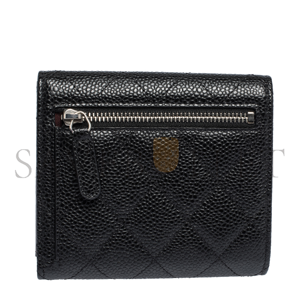 Ch*el master black quilted caviar leather trifold wallet (11.5*10.5*3cm)